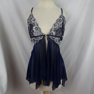 Women Sexy Baby doll Navy Lingerie Top Size S